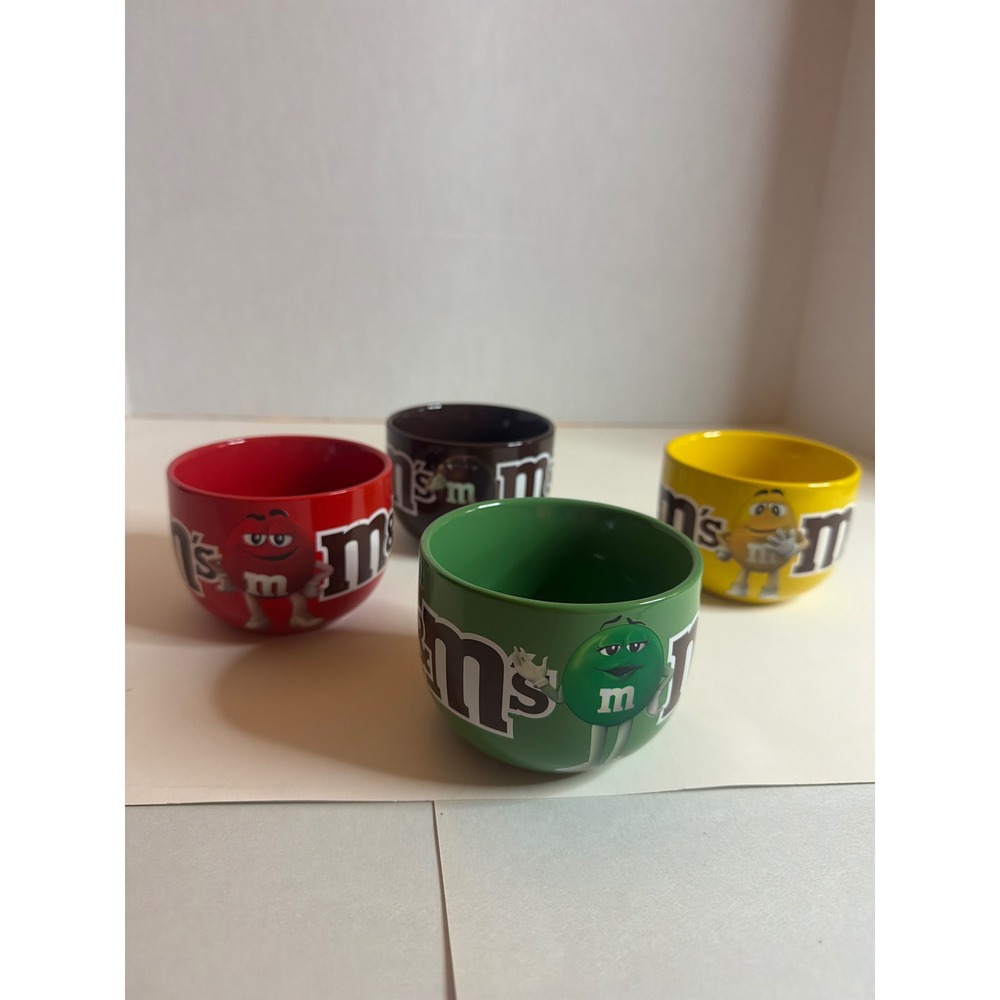 M&M's Character Ceramic Snack Bowls Set of 4 Red Green Yellow Brown Frankford